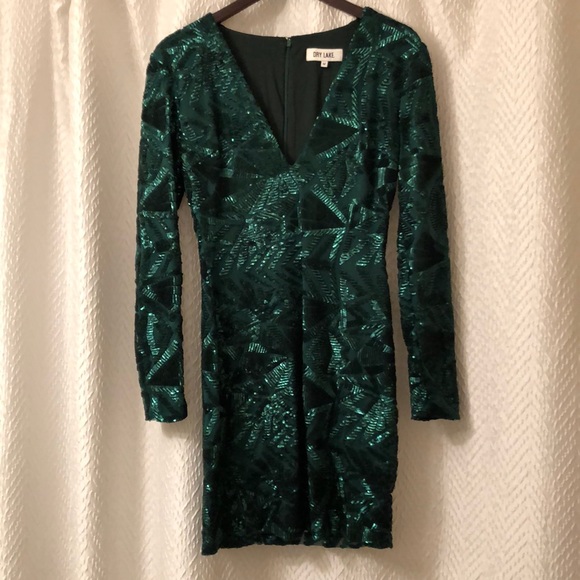 Sequin Green Party Dress - Picture 1 of 4